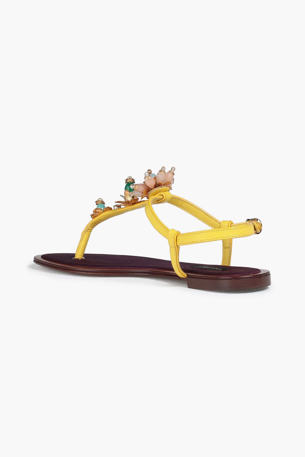 DOLCE&GABBANA Embellished lizard-effect leather sandals