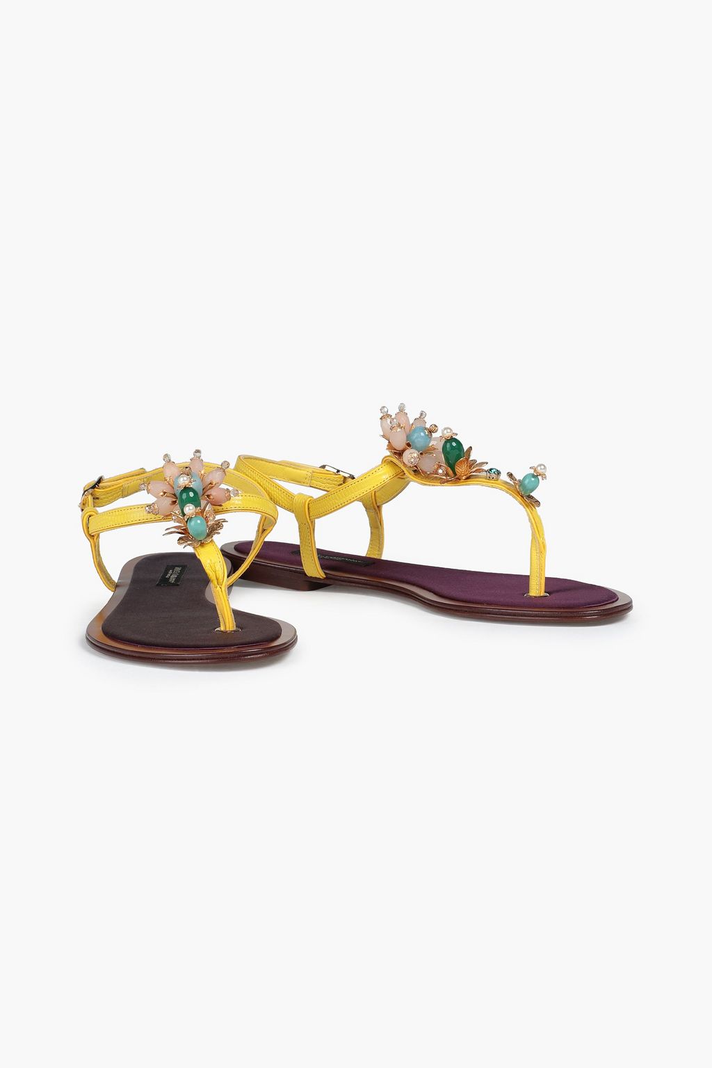 DOLCE&GABBANA Embellished lizard-effect leather sandals