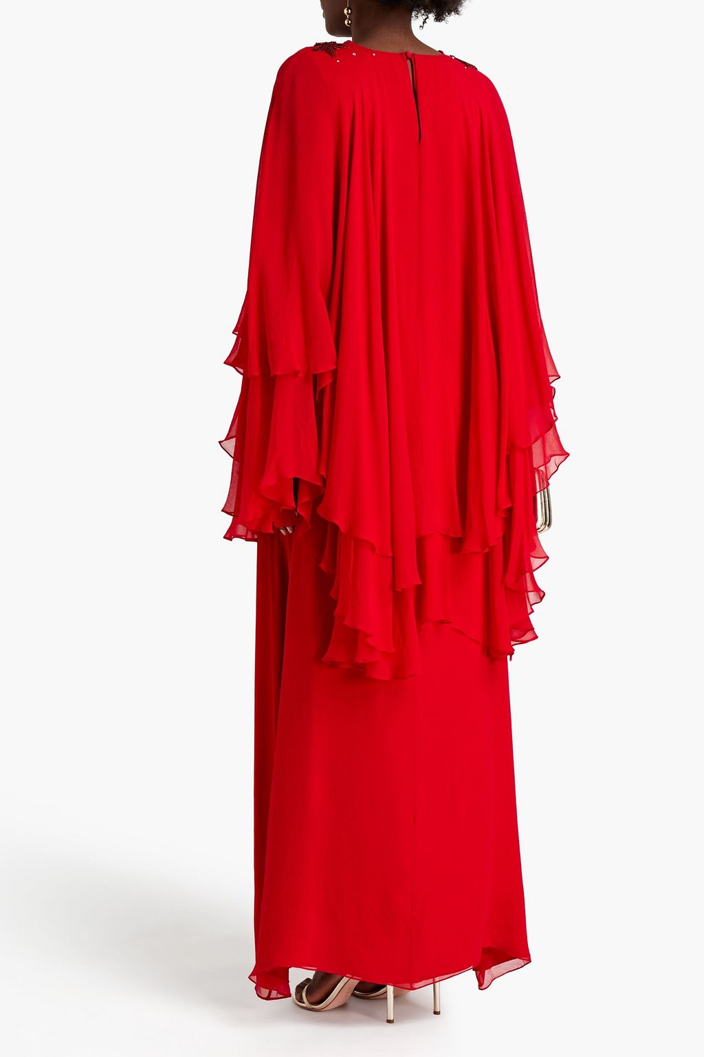 SEMSEM Tania cape-effect embellished crepe de chine kaftan