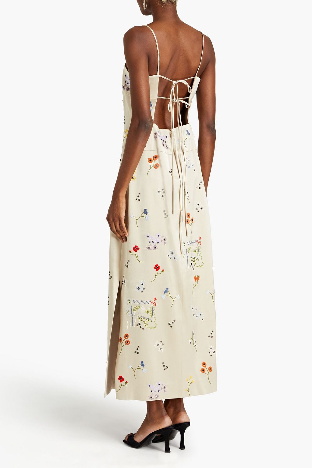 TORY BURCH Embellished satin-crepe maxi dress
