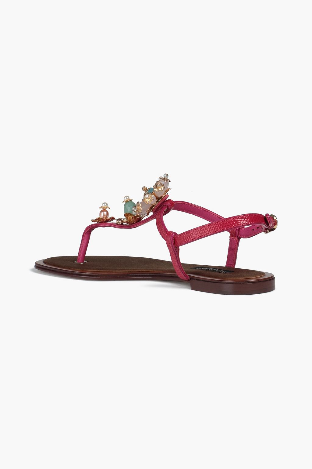 DOLCE&GABBANA Embellished lizard-effect leather sandals
