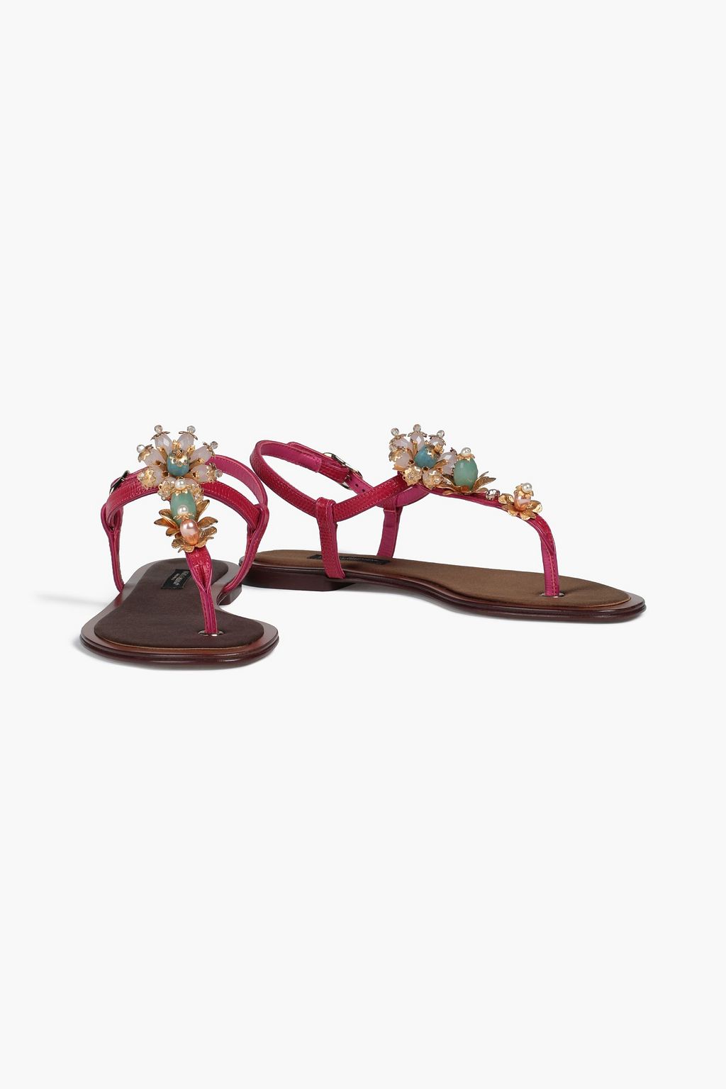 DOLCE&GABBANA Embellished lizard-effect leather sandals