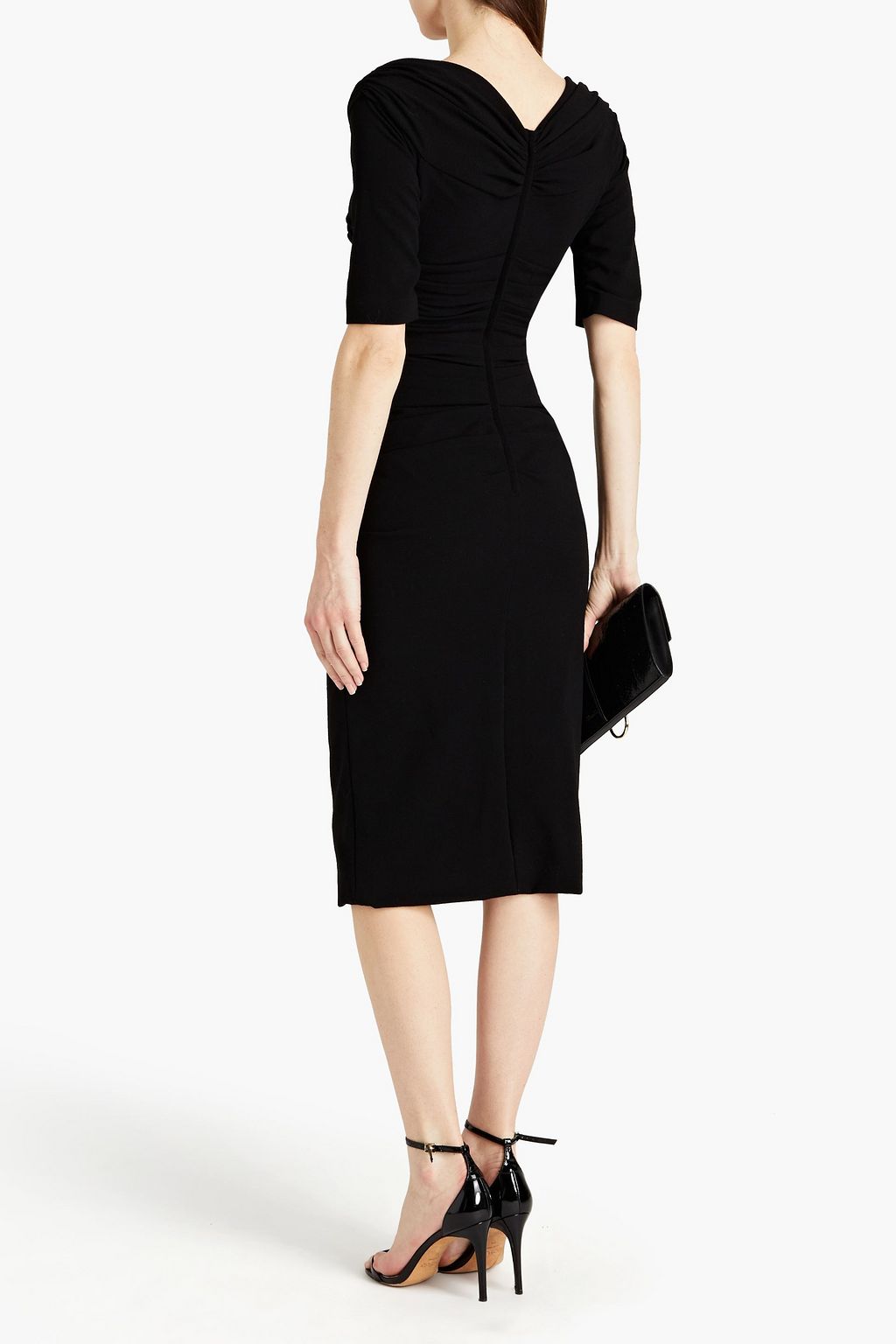 DOLCE&GABBANA Ruched wool-blend crepe midi dress