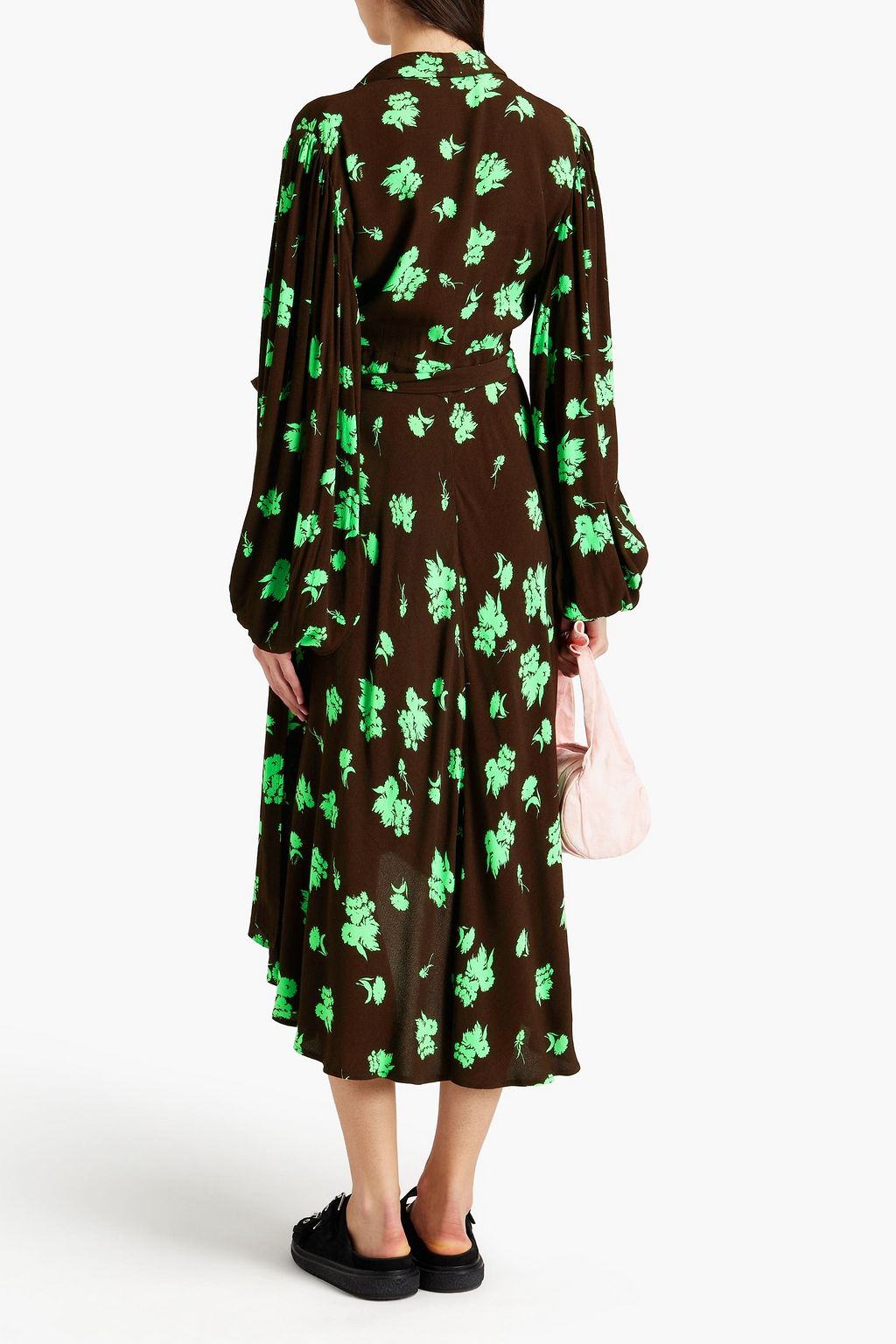 GANNI Floral-print crepe midi wrap dress
