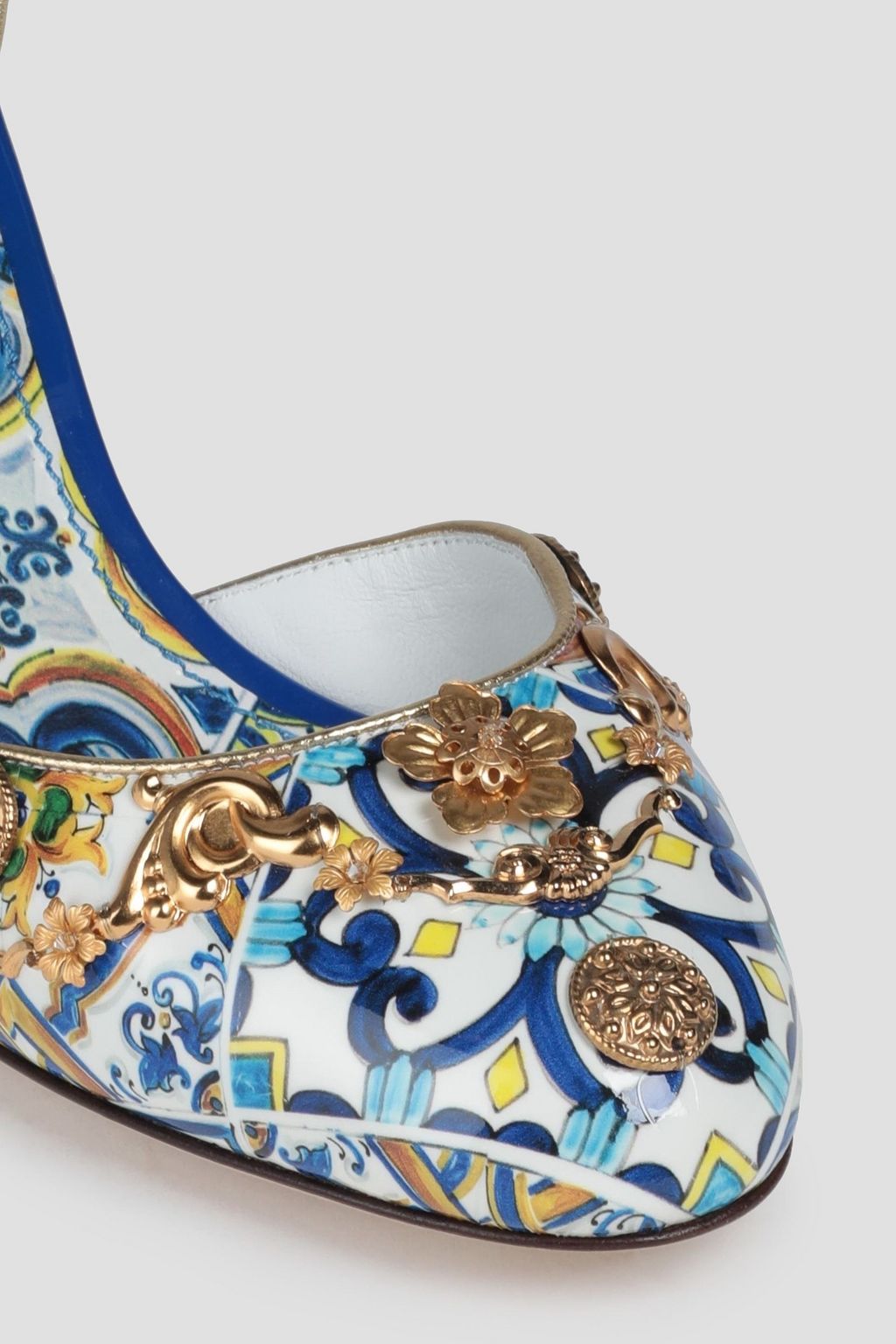 DOLCE&GABBANA Embellished printed patent-leather pumps