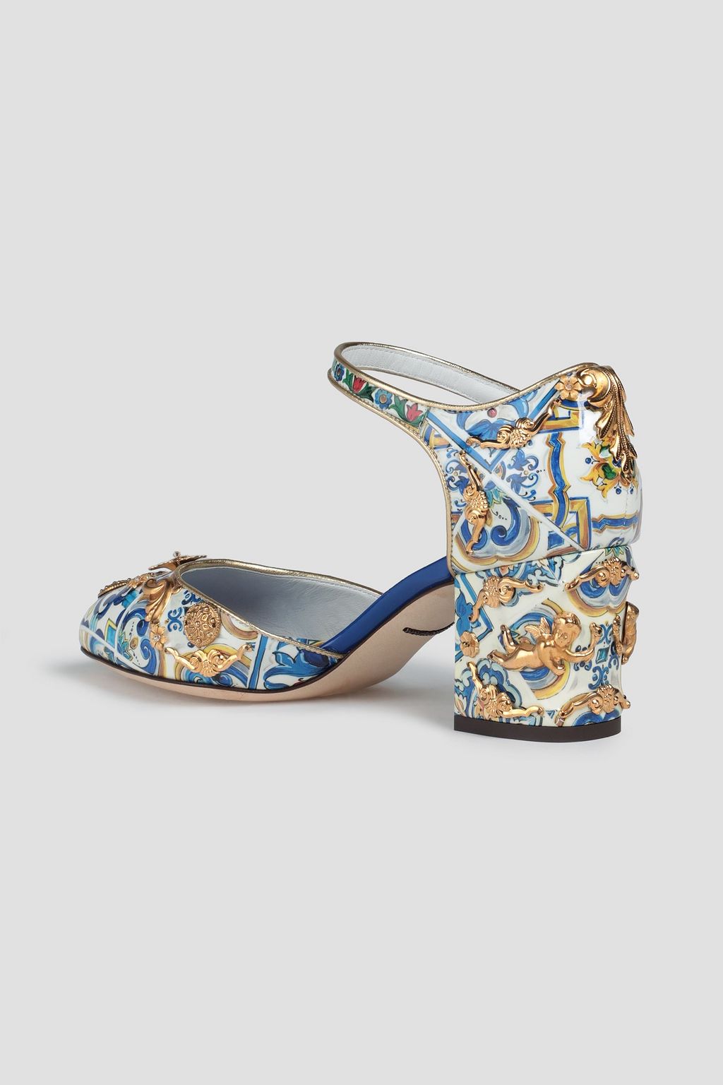 DOLCE&GABBANA Embellished printed patent-leather pumps