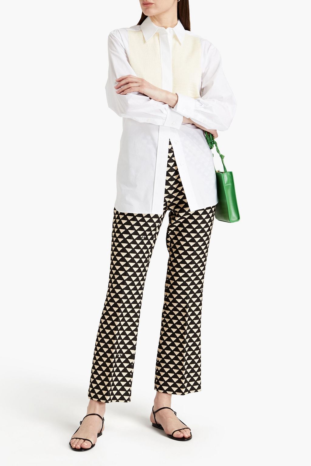 TORY BURCH Floral-print crepe flared pants
