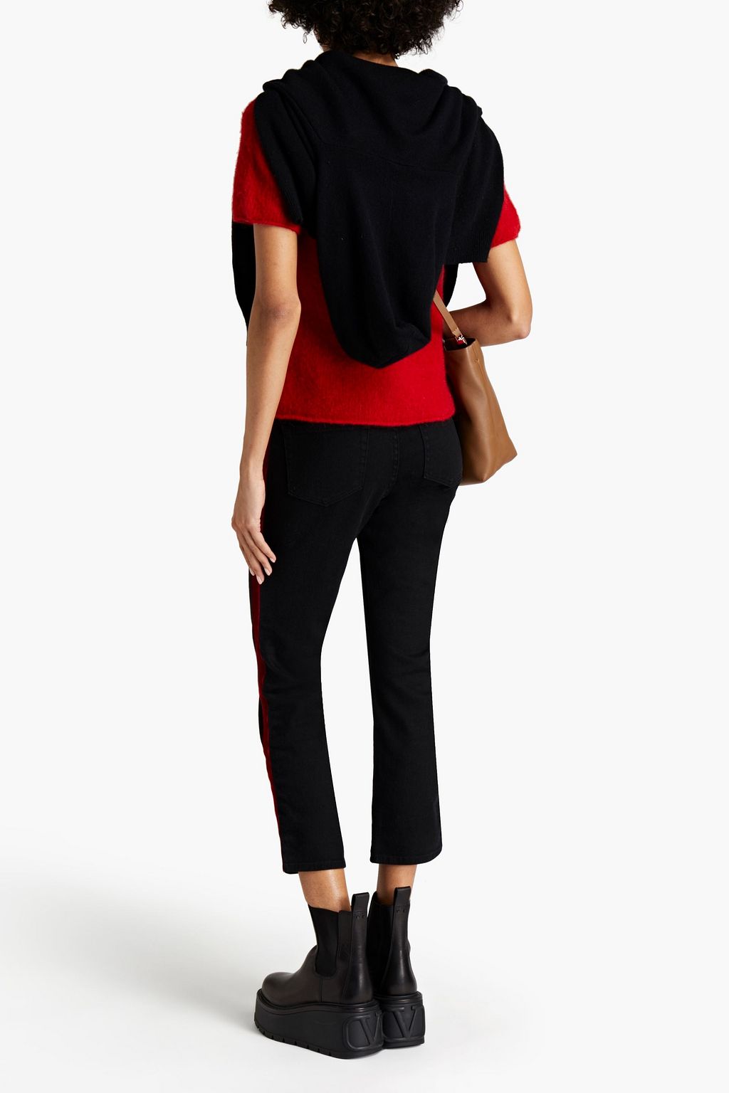 VELVET BY GRAHAM & SPENCER Velvet-trimmed high-rise kick-flare jeans