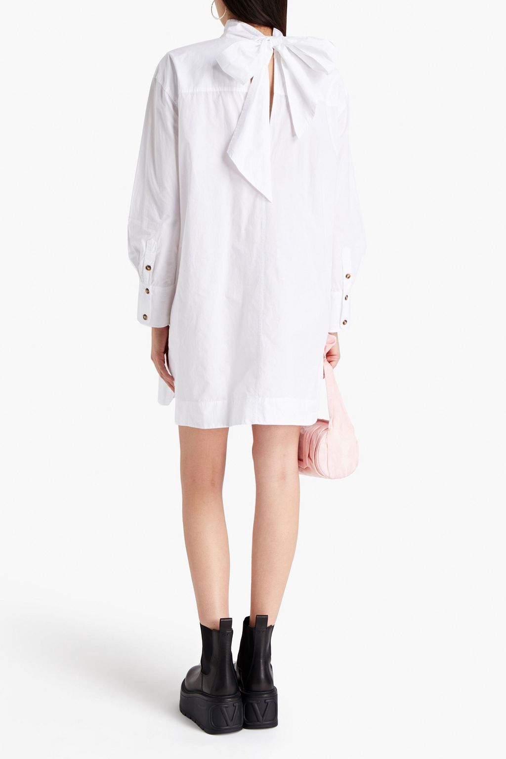GANNI Cutout embroidered organic cotton-poplin mini dress