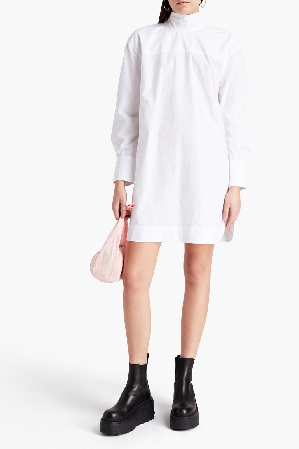 GANNI Cutout embroidered organic cotton-poplin mini dress
