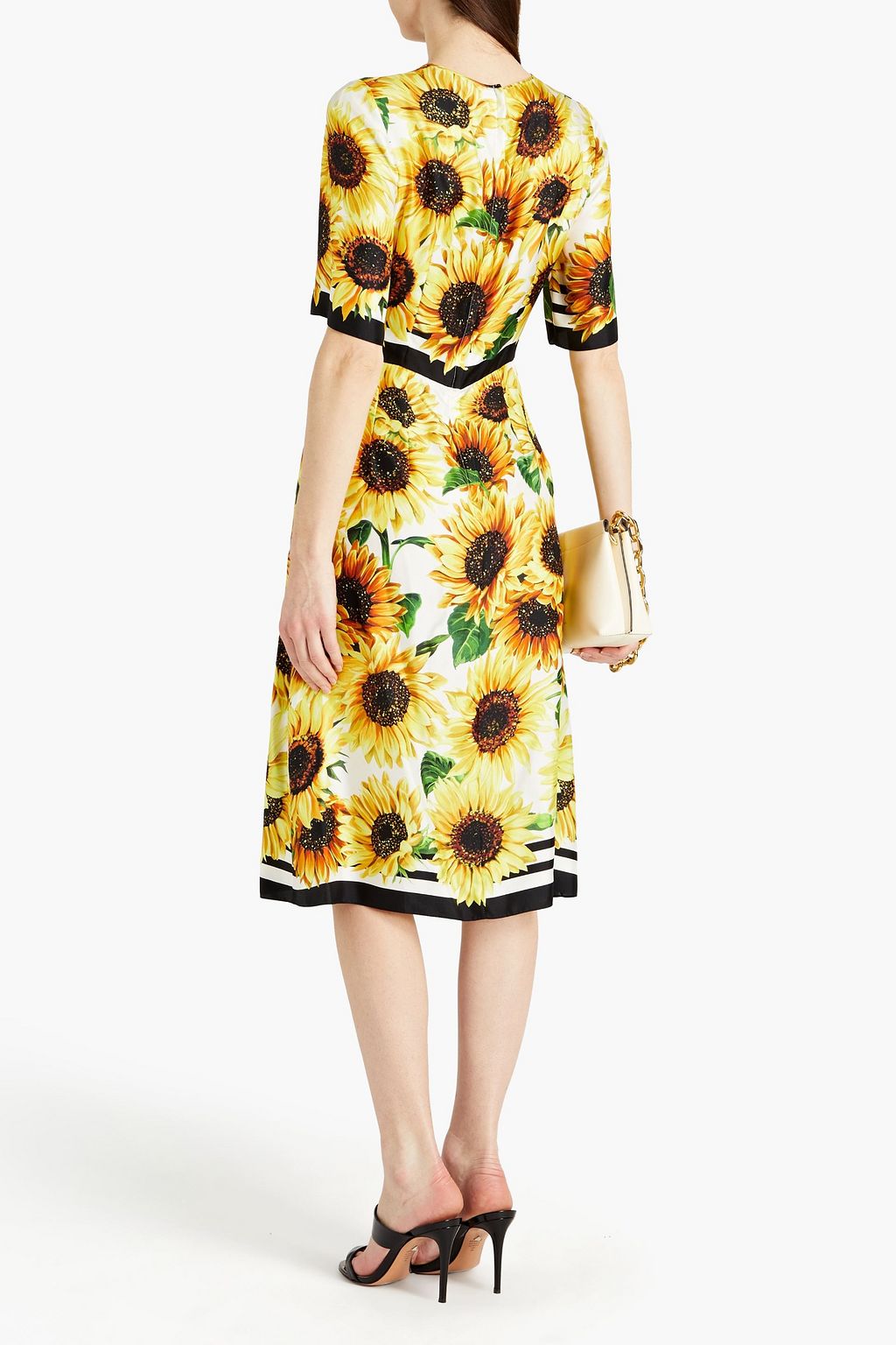 DOLCE&GABBANA Floral-print silk-twill midi dress
