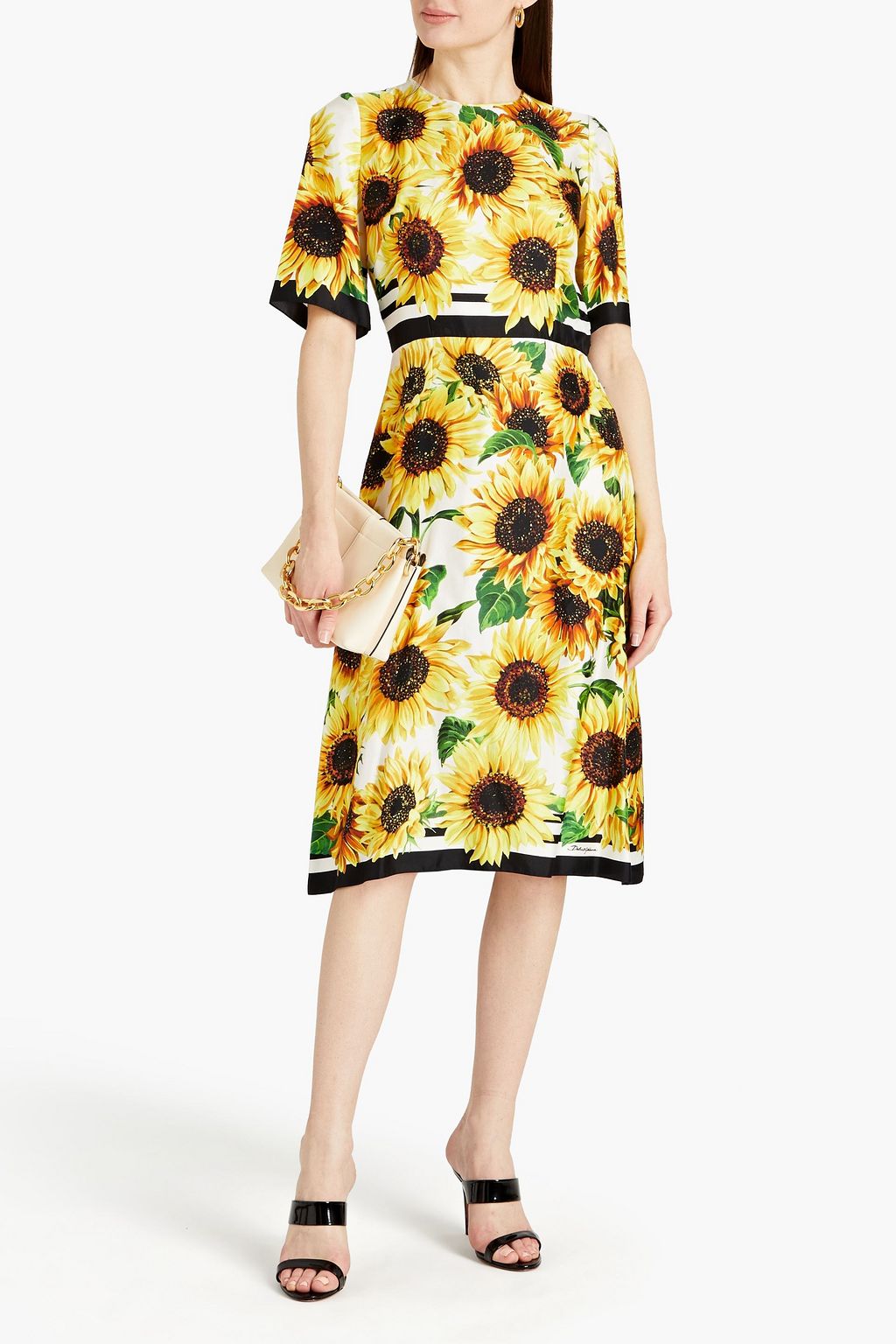 DOLCE&GABBANA Floral-print silk-twill midi dress
