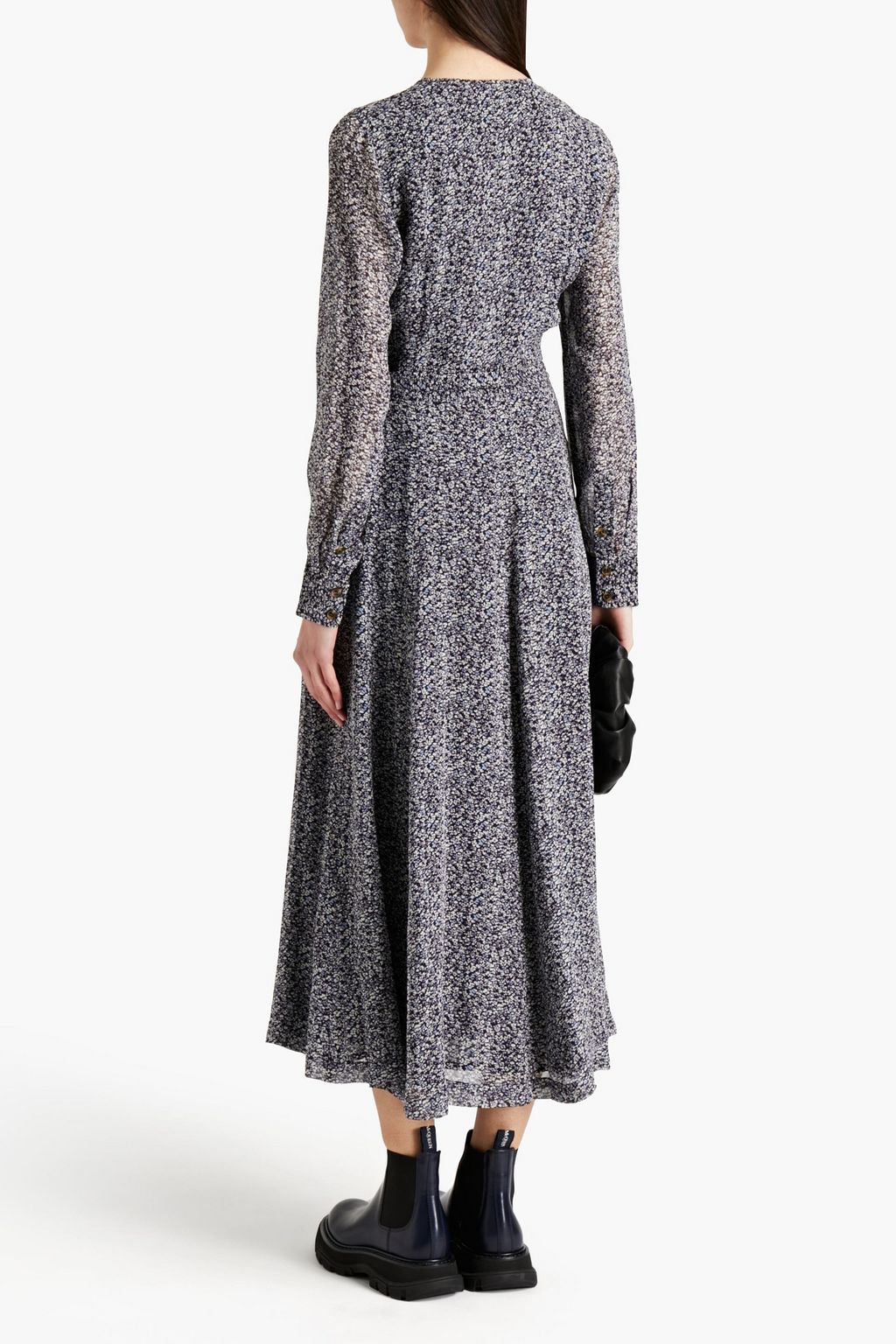 GANNI Floral-print georgette midi wrap dress