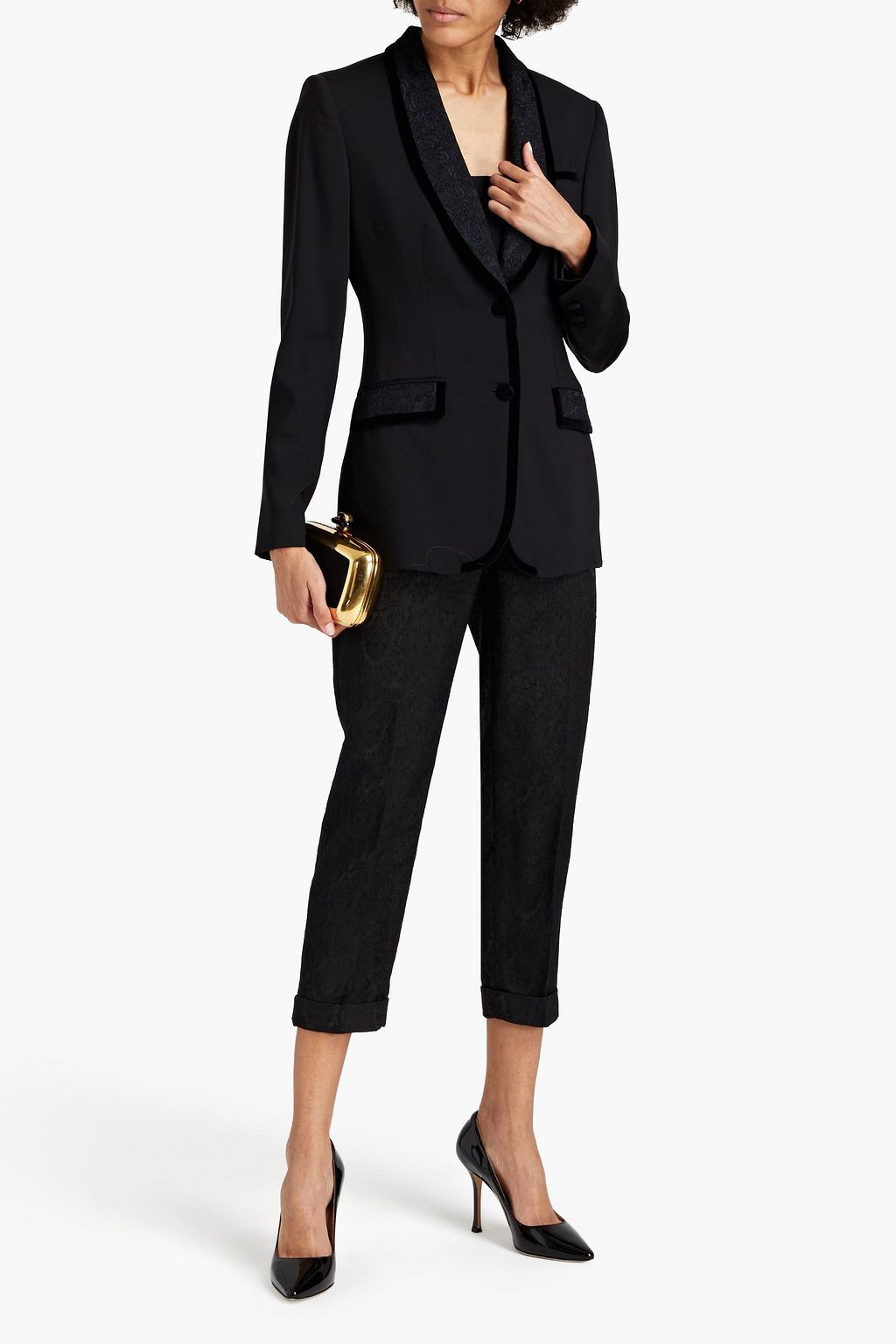 DOLCE&GABBANA Jacquard-paneled wool-blend twill blazer