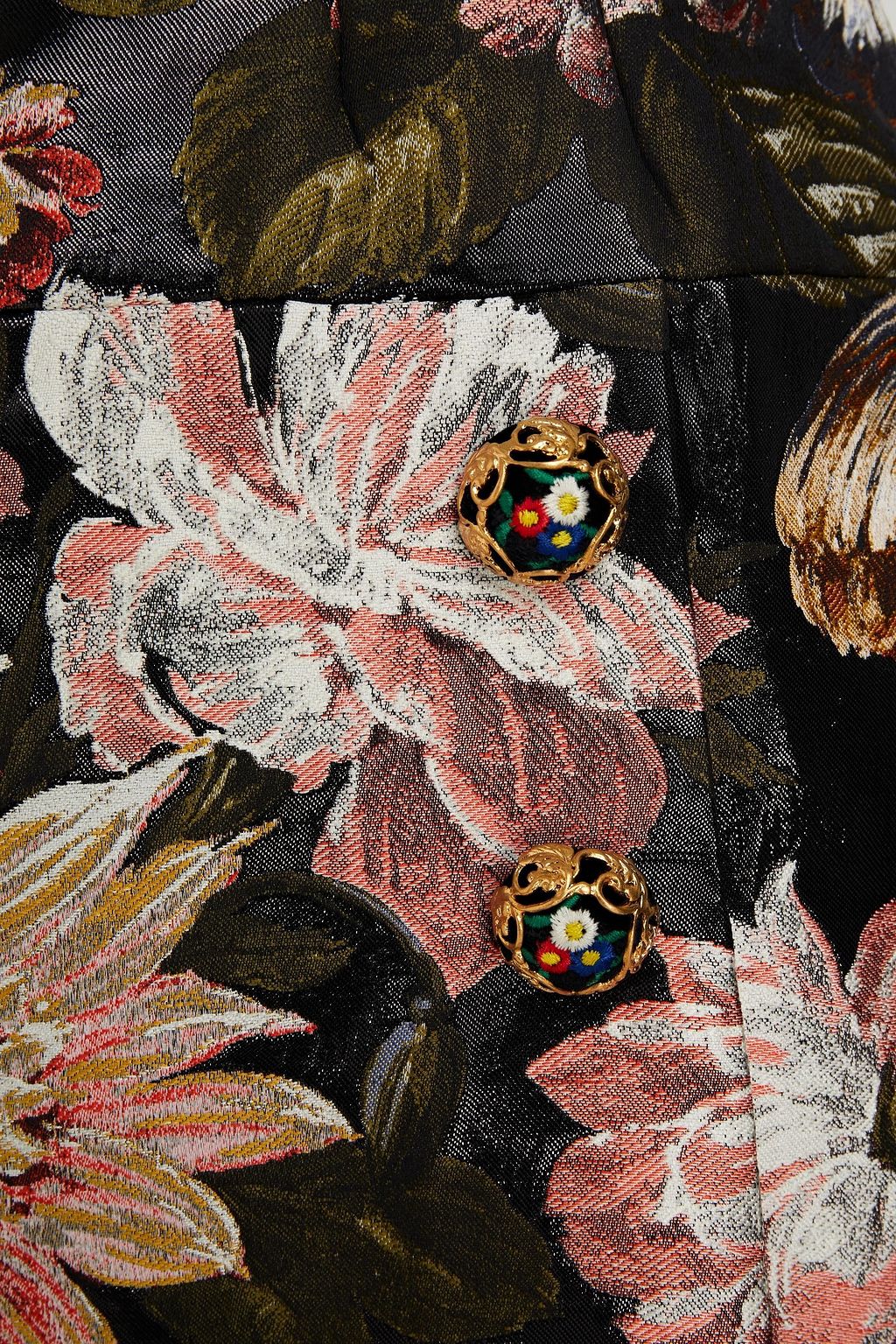 DOLCE&GABBANA Embellished metallic floral-jacquard mini skirt