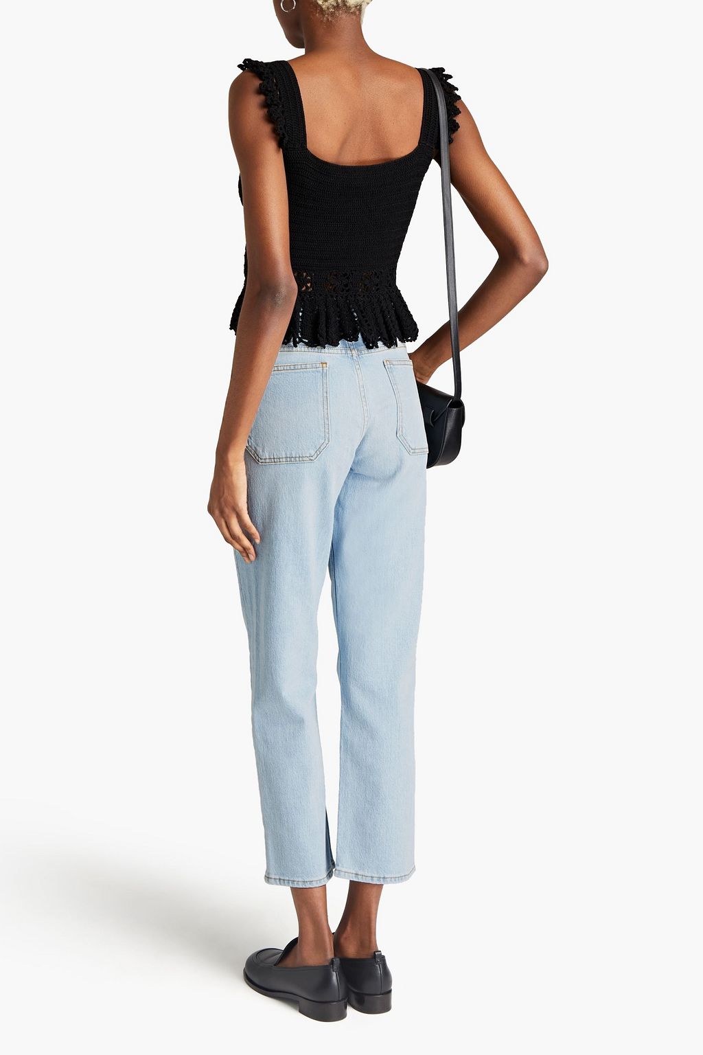 SANDRO Cropped high-rise straight-leg jeans