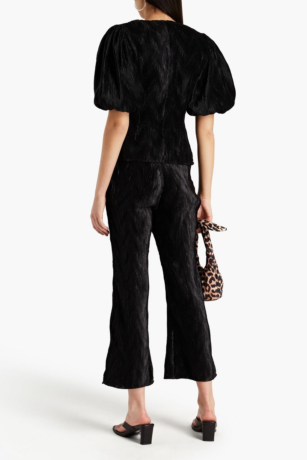 GANNI Plissé satin top