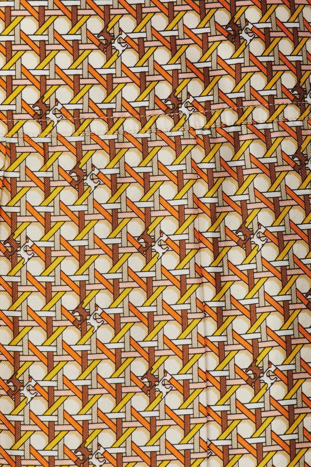 TORY BURCH Pleated printed silk-twill skirt