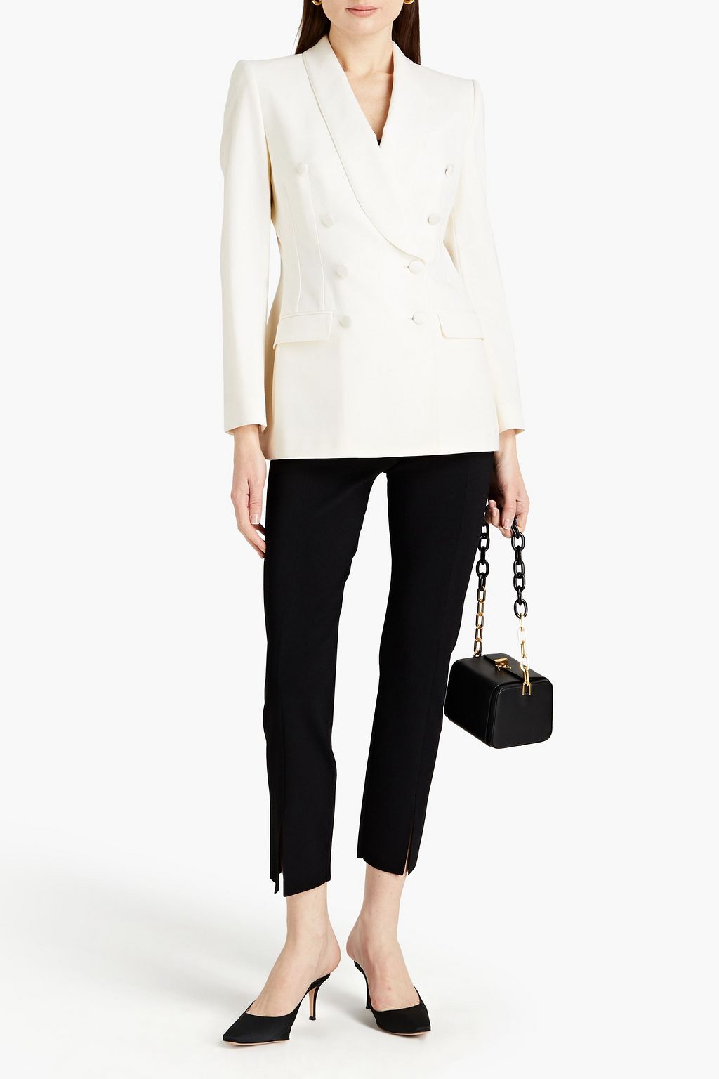 DOLCE&GABBANA Double-breasted wool-blend crepe blazer