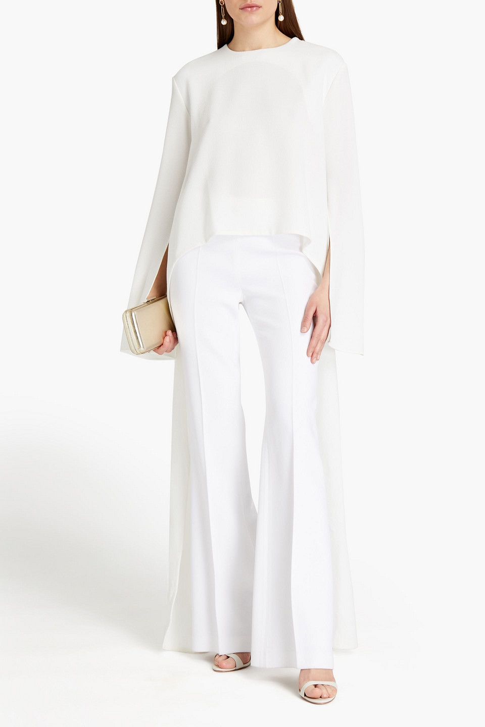 Semsem Naya Asymmetric Crepe Top In White