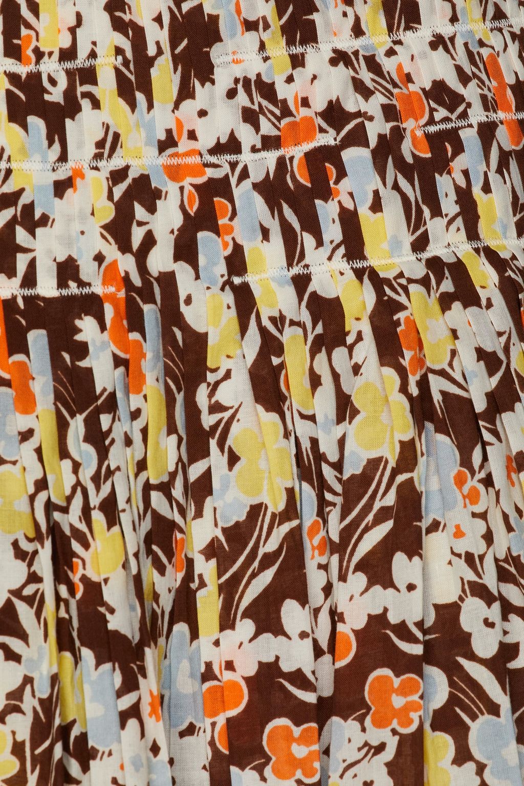 TORY BURCH Pleated floral-print wrap skirt