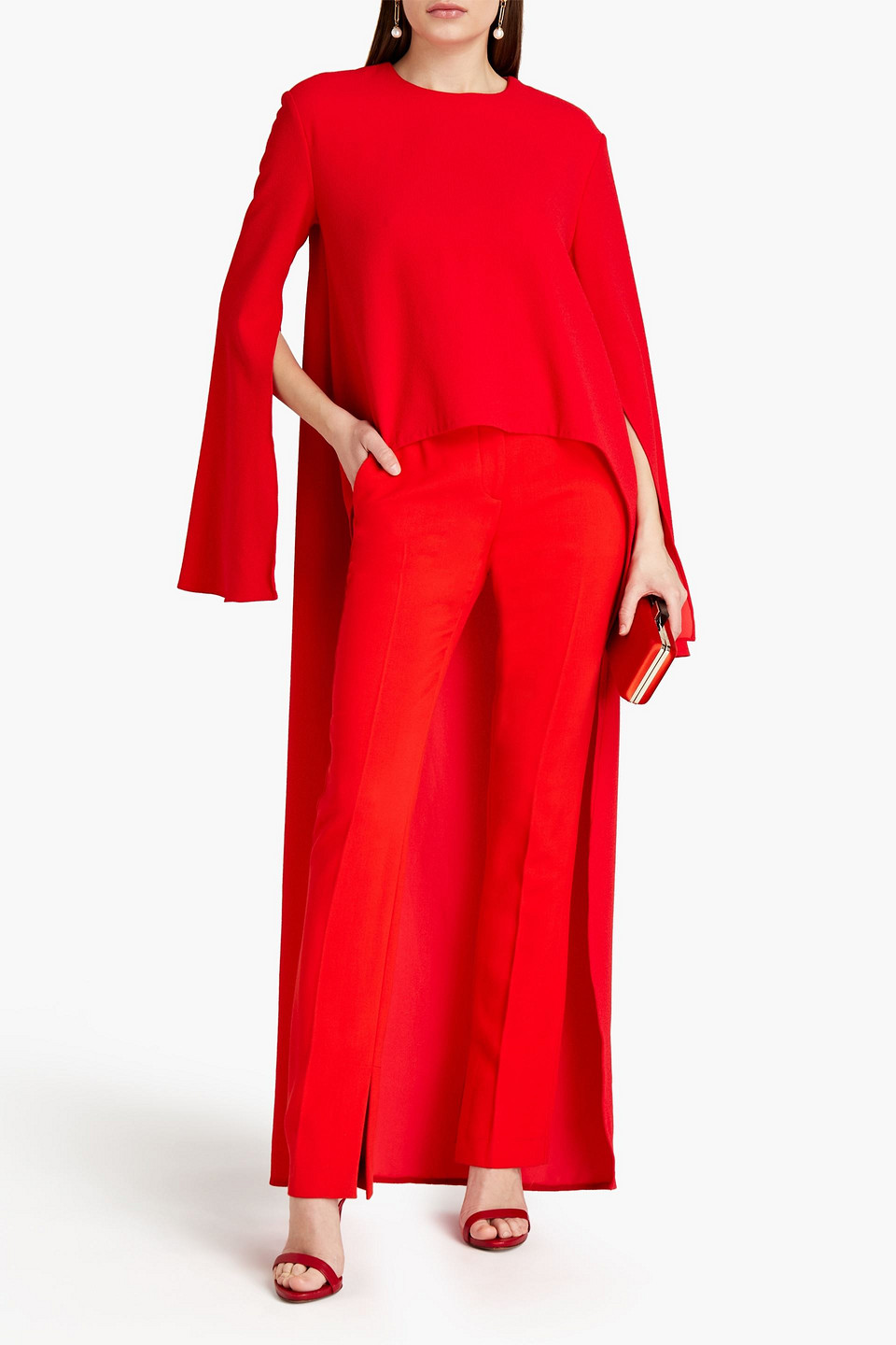 Semsem Naya Asymmetric Crepe Top In Red
