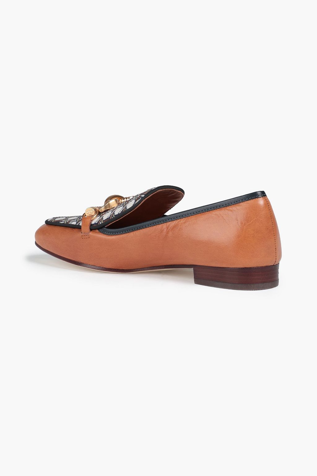 TORY BURCH Jessa 20 knit-paneled embellished leather loafers