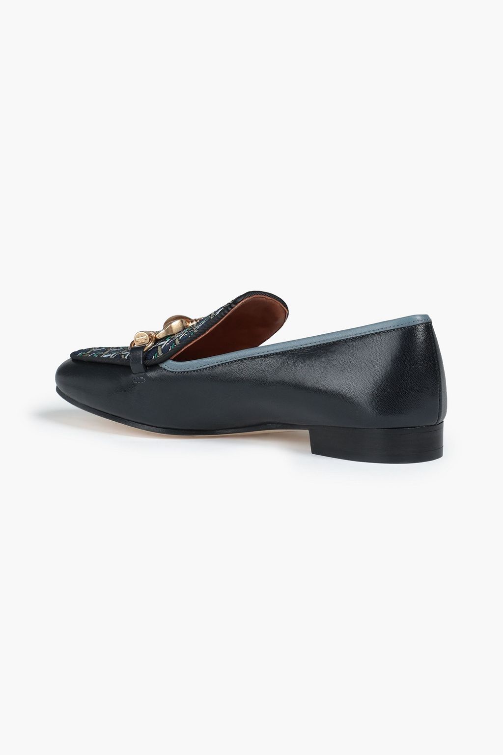 TORY BURCH Jessa 20 knit-paneled embellished leather loafers