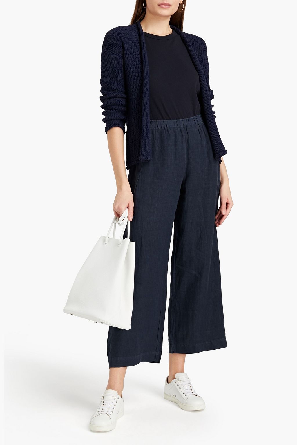 VELVET BY GRAHAM & SPENCER Lola cropped linen-canvas wide-leg pants