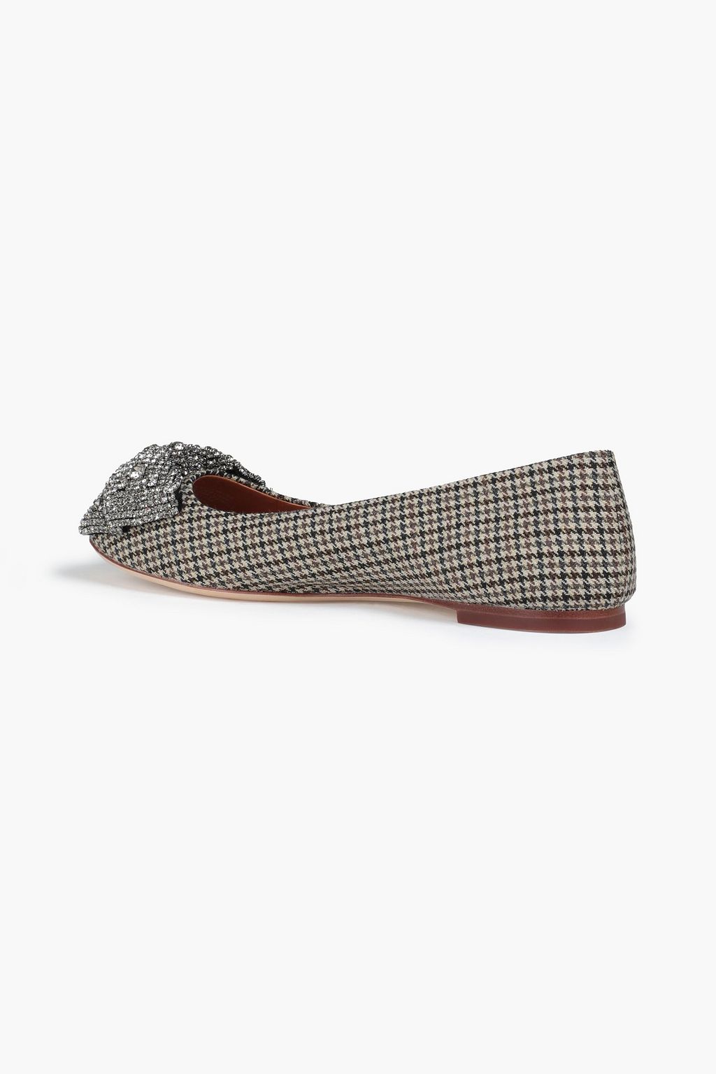 TORY BURCH Minnie embellished checked tweed ballet flats