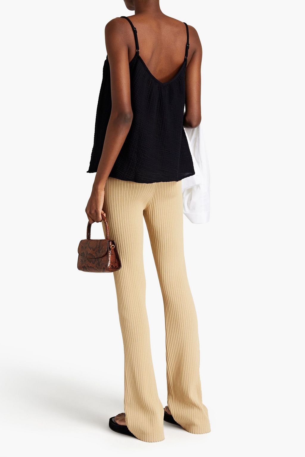 VELVET BY GRAHAM & SPENCER Alivia gathered cotton-seersucker camisole