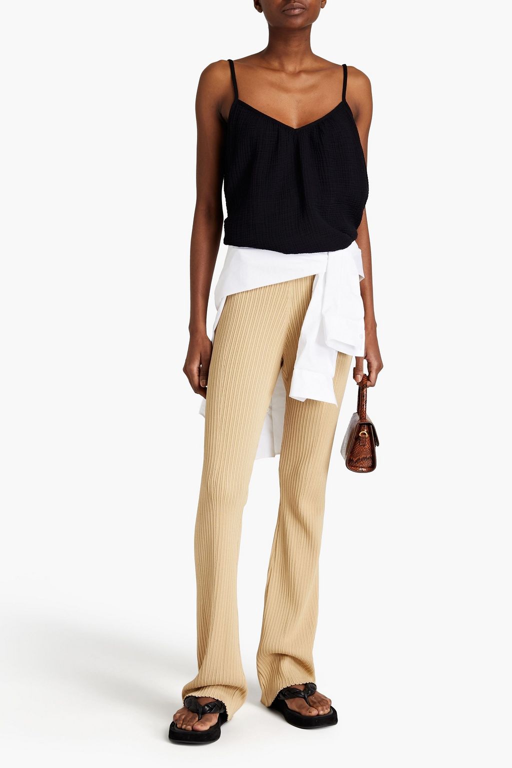 VELVET BY GRAHAM & SPENCER Alivia gathered cotton-seersucker camisole