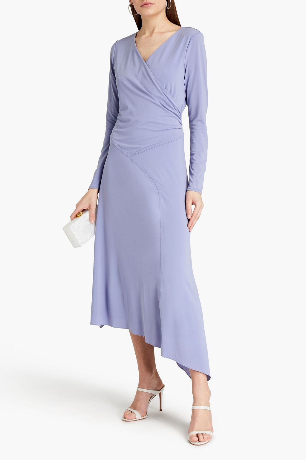 HALSTON Lyla wrap-effect jersey midi dress