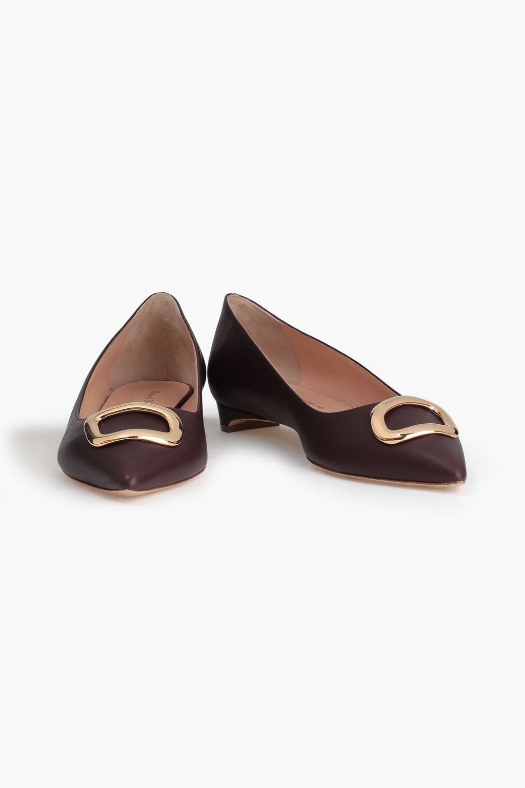 RUPERT SANDERSON Bedfa buckle-embellished leather point-toe flats
