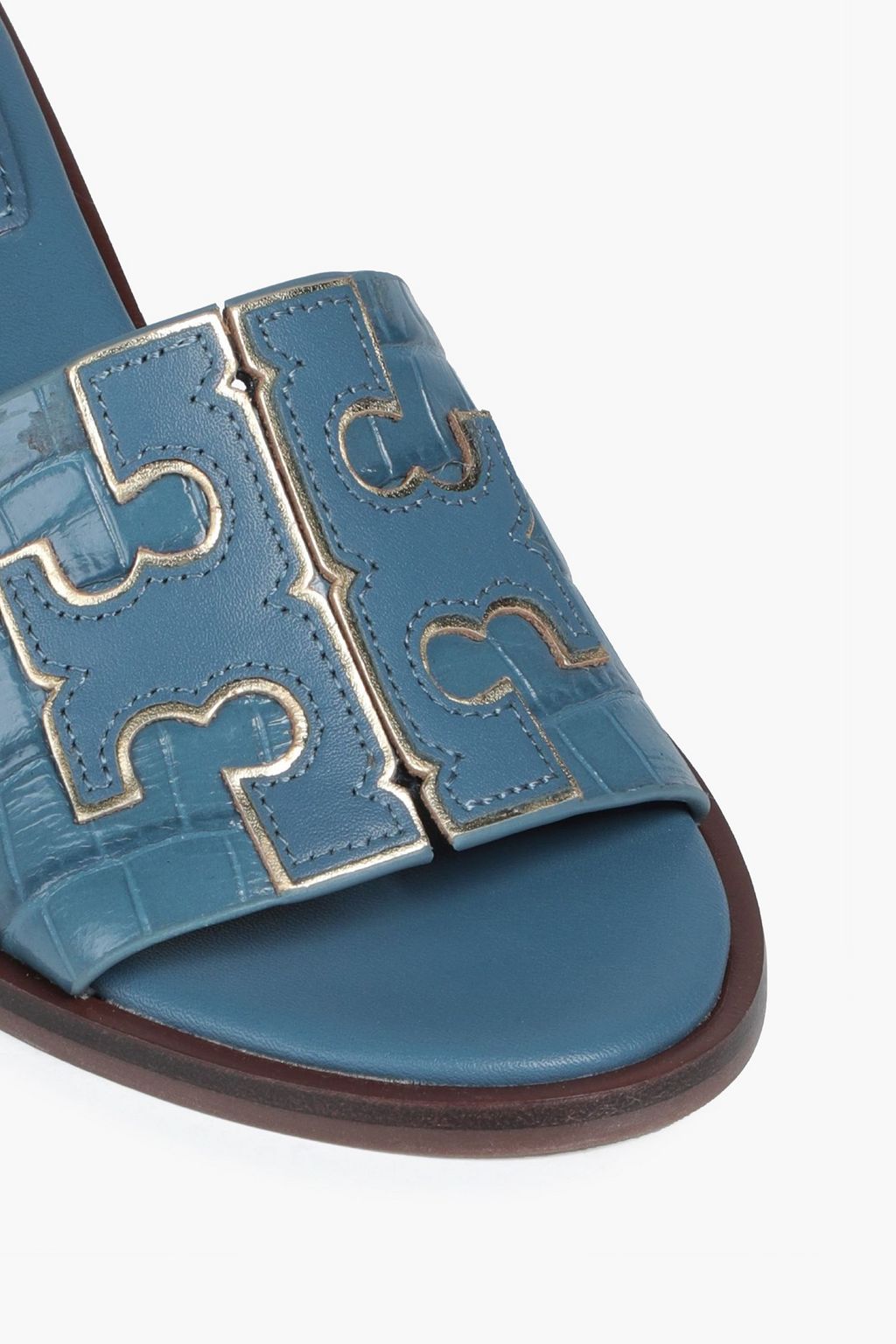 TORY BURCH Ines 55 embellished croc-effect leather mules