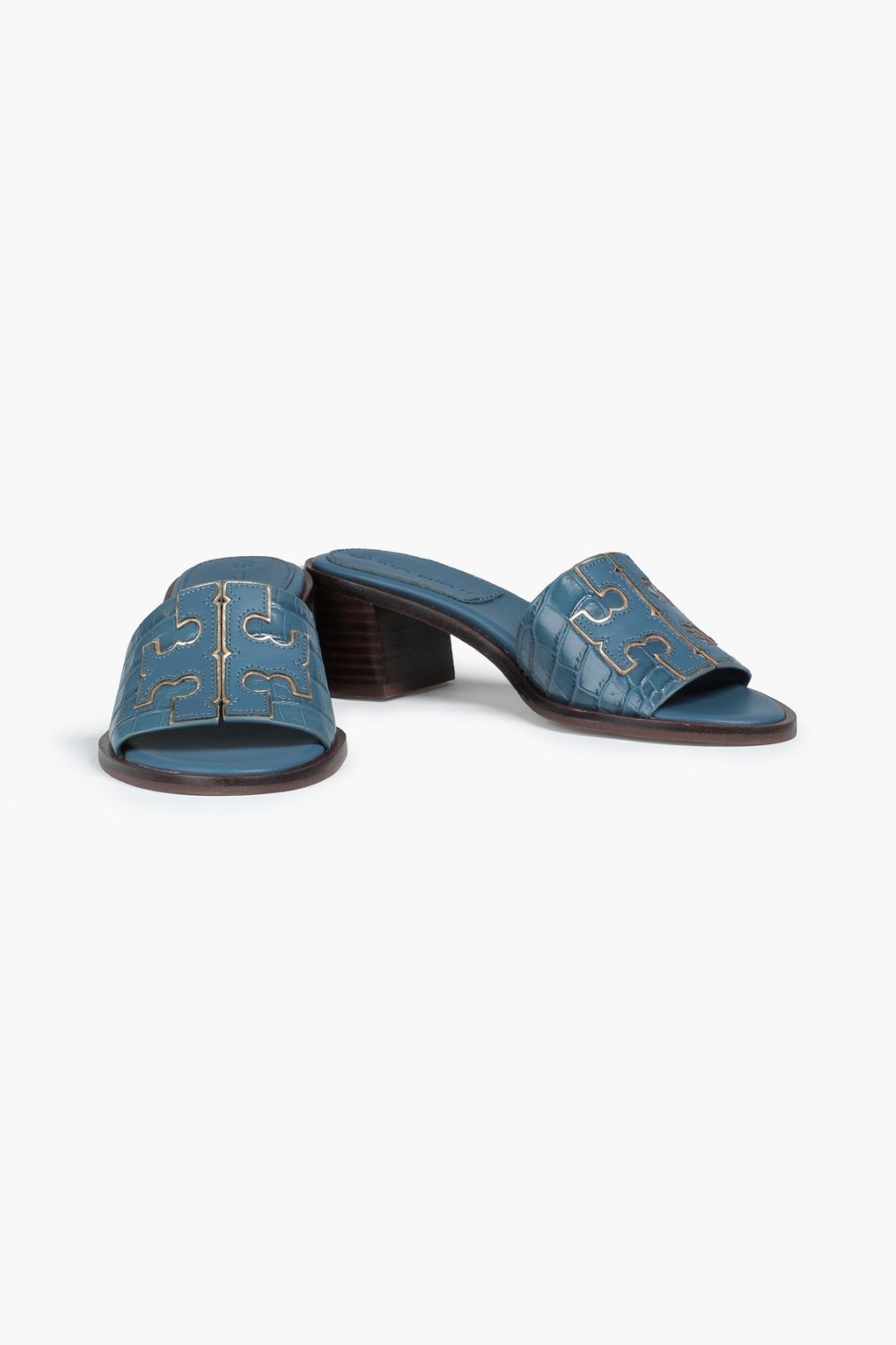 TORY BURCH Ines 55 embellished croc-effect leather mules