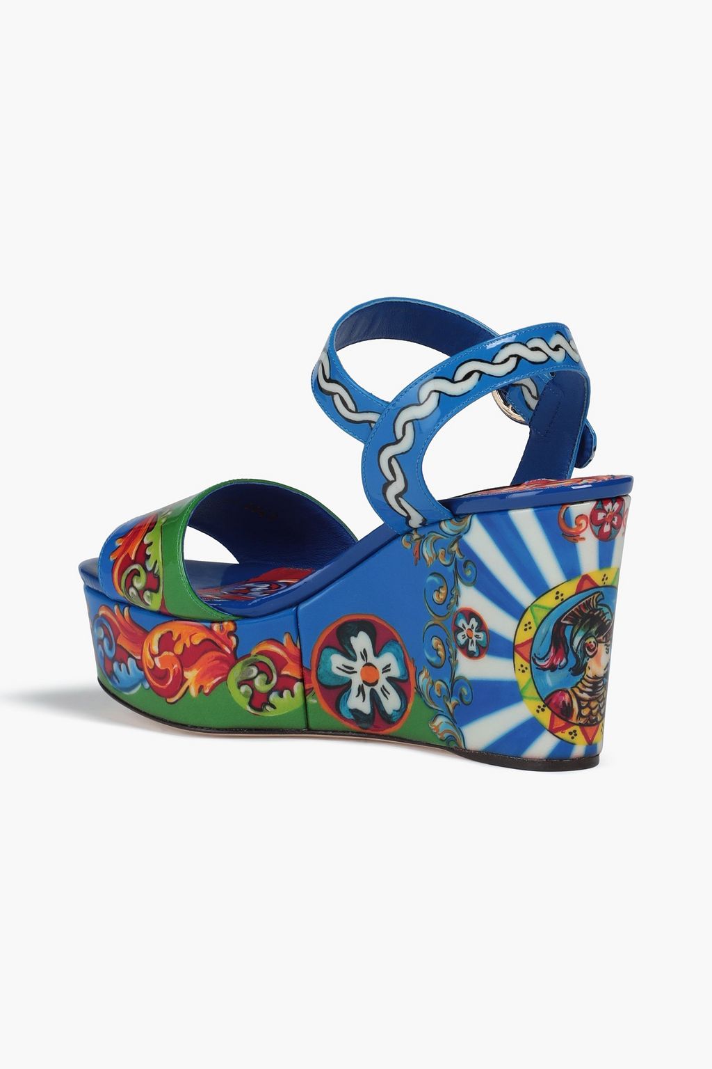 DOLCE&GABBANA Printed patent-leather wedge sandals