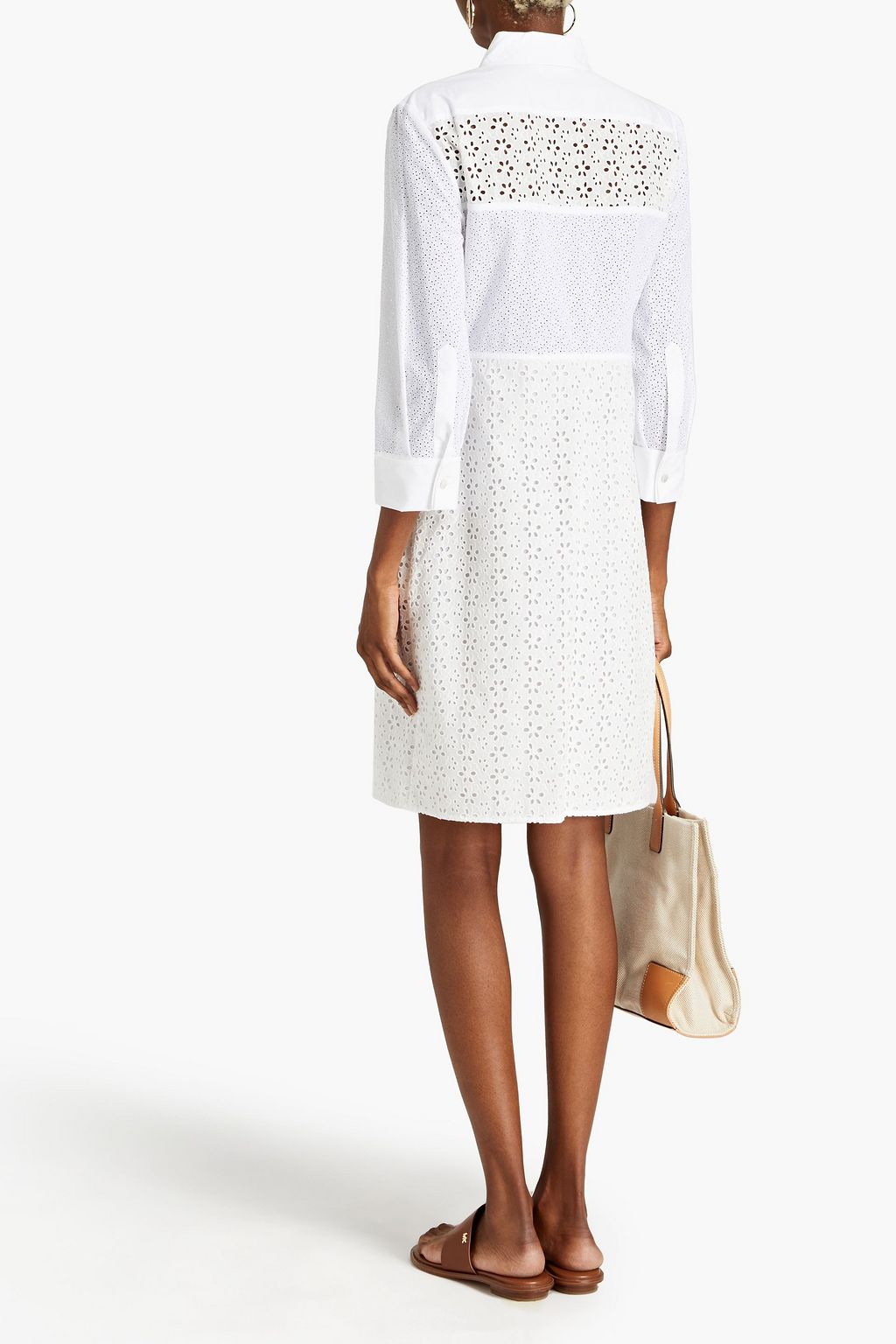 TORY BURCH Broderie anglaise cotton shirt dress