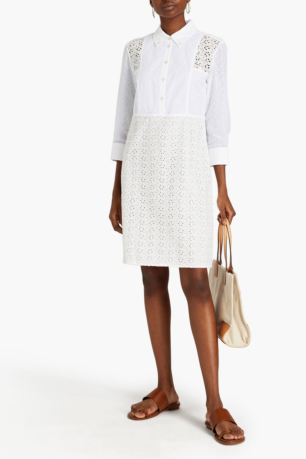 TORY BURCH Broderie anglaise cotton shirt dress