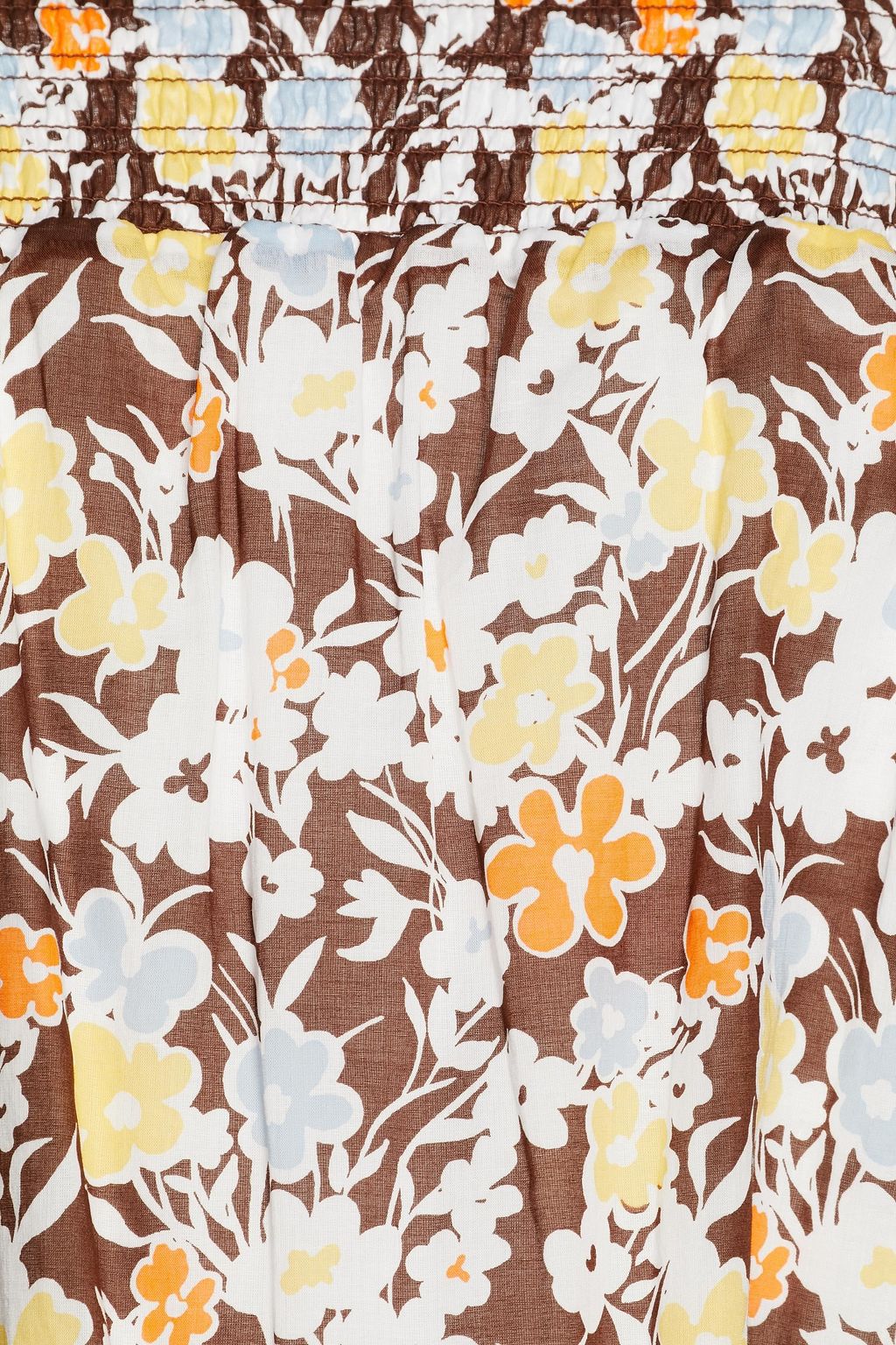 TORY BURCH Gathered floral-print cotton mini dress