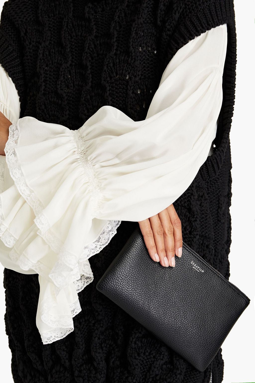 SERAPIAN Pebbled-leather pouch