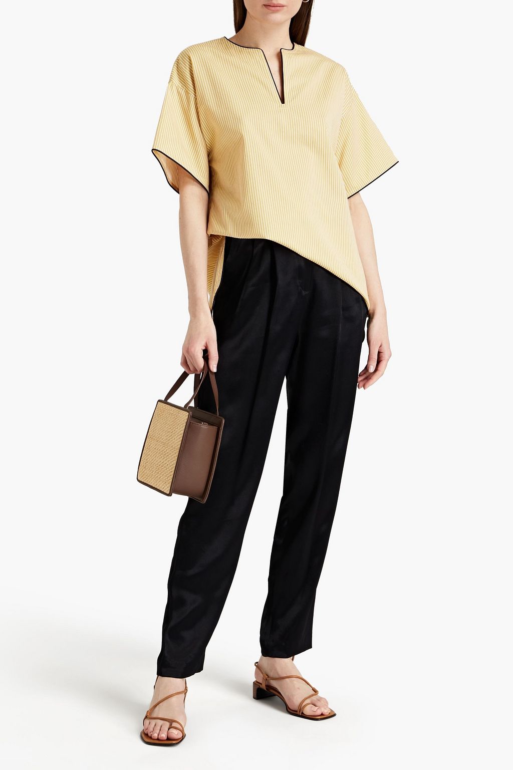 TORY BURCH Satin-crepe tapered pants