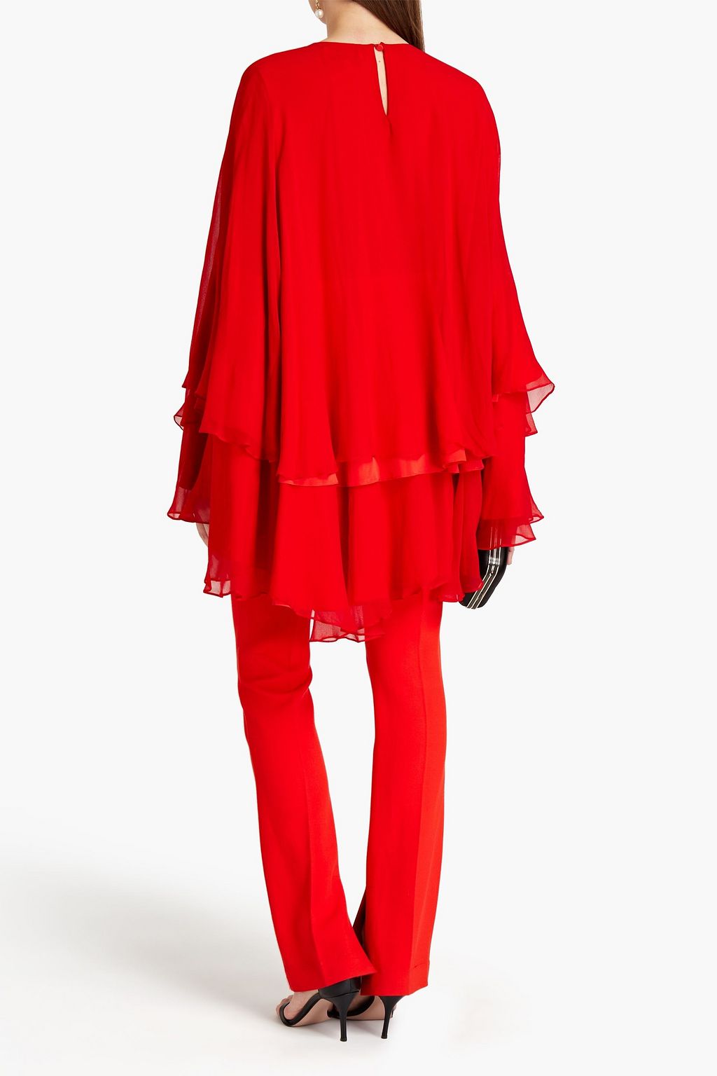SEMSEM Tania georgette-paneled crepe de chine top