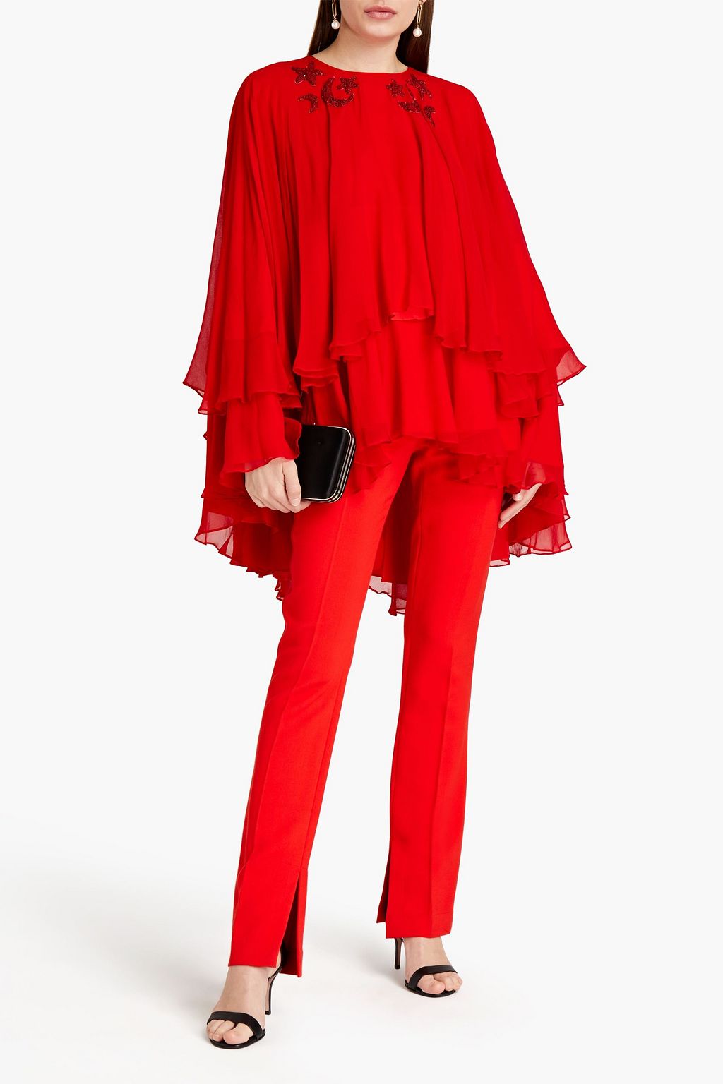 SEMSEM Tania georgette-paneled crepe de chine top