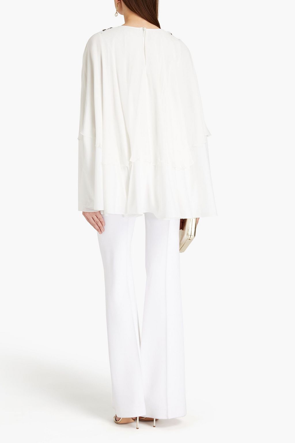 SEMSEM Tania georgette-paneled crepe de chine top