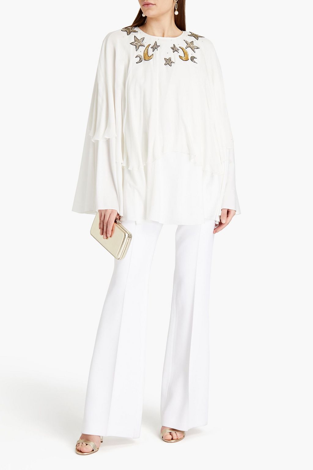 SEMSEM Tania georgette-paneled crepe de chine top