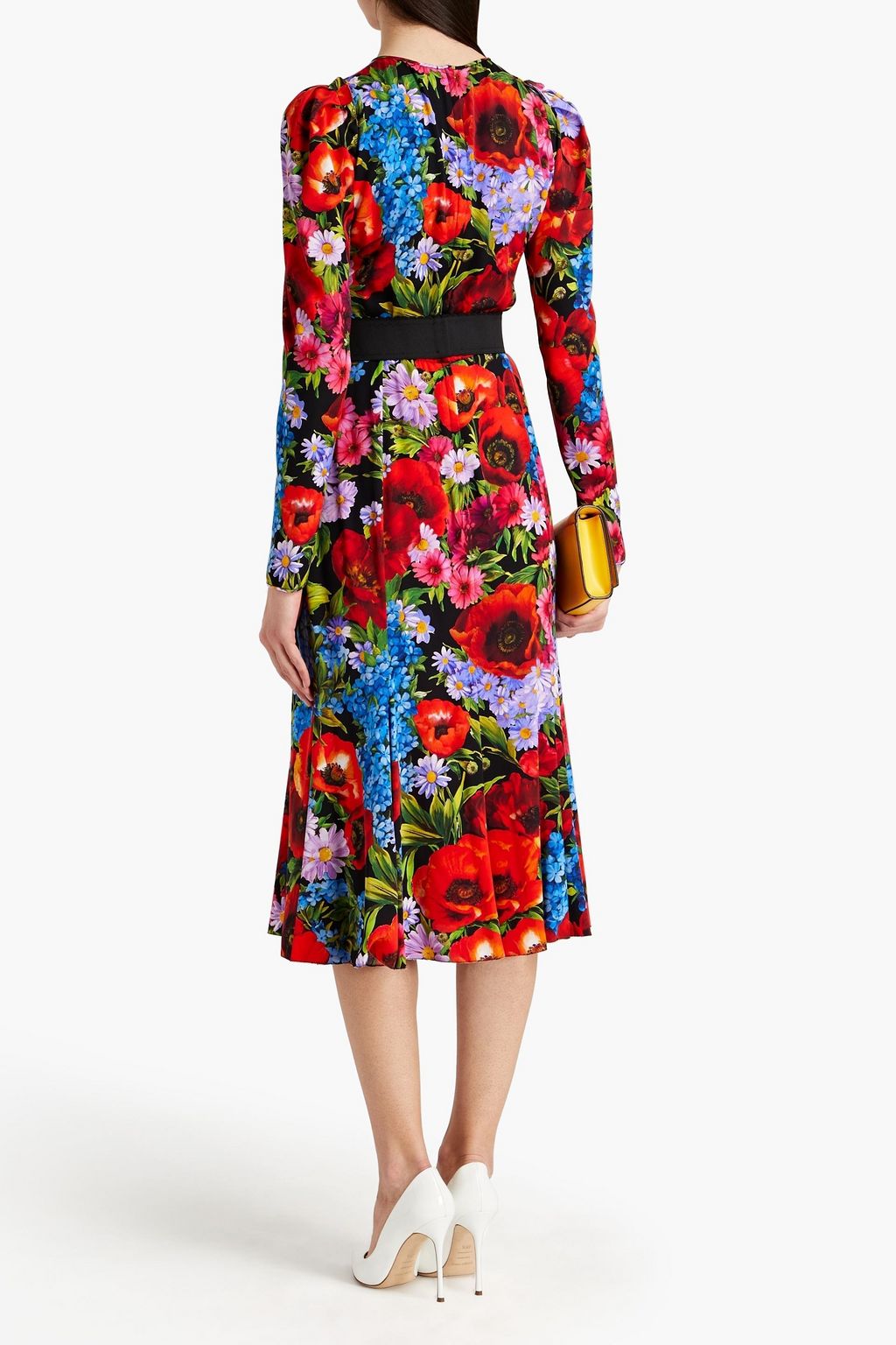 DOLCE&GABBANA Floral-print silk-blend crepe de chine midi dress