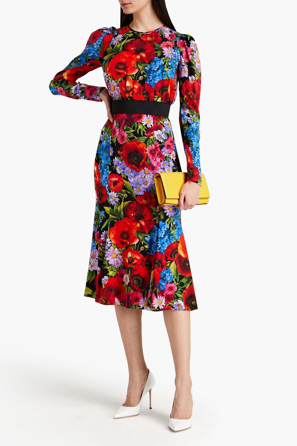 DOLCE&GABBANA Floral-print silk-blend crepe de chine midi dress