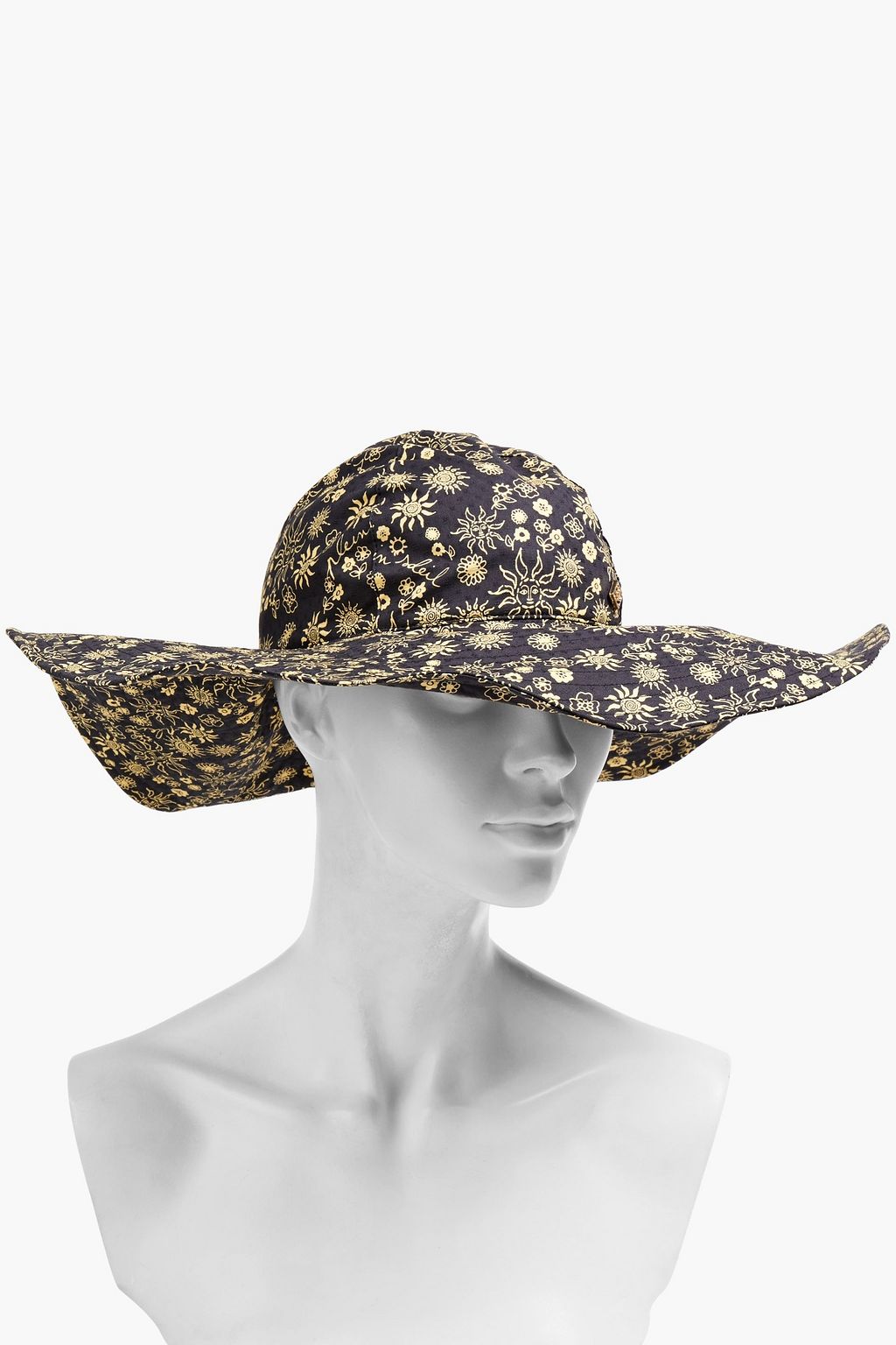 Embellished printed cotton sun hat 