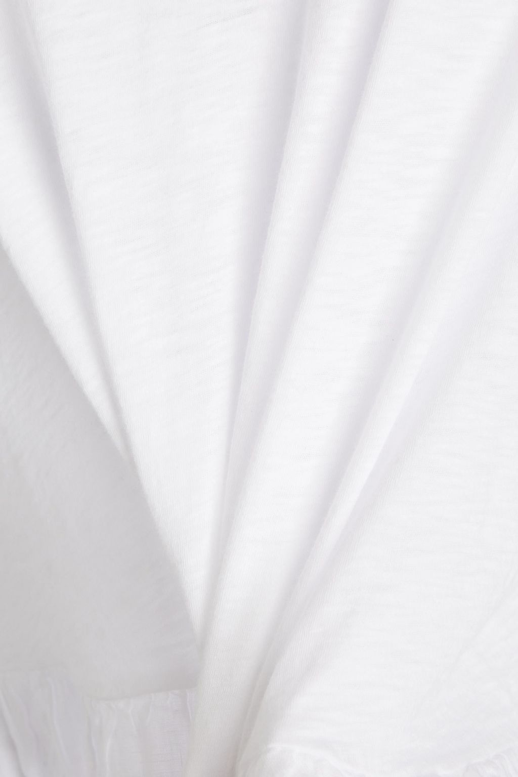 VELVET BY GRAHAM & SPENCER Linen-paneled ruffled slub cotton-jersey T-shirt
